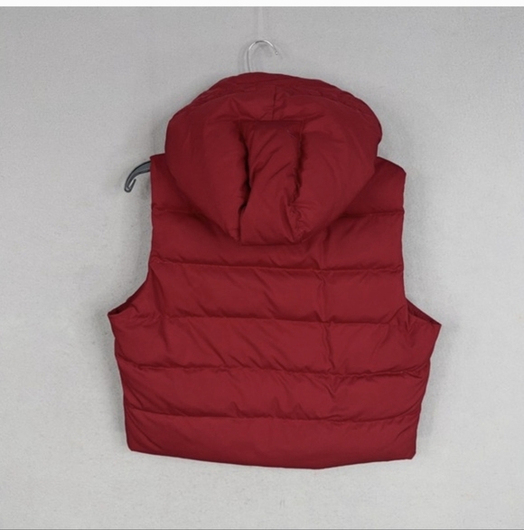 Gap Puffer Vest Womens Large Red Hooded Down Winter San Francisco Love Lined - Picture 5 of 7